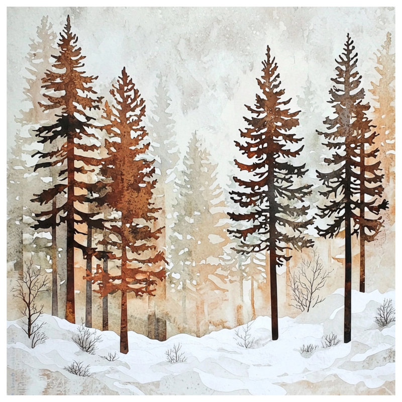 Snowy Pine Forest Scene Shower Curtains Extra Long, 70in W x 84in H