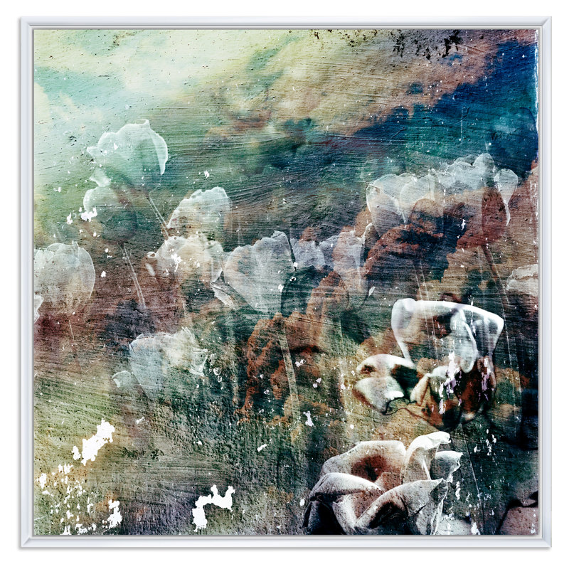 Conception rétro grunge rétro - On, H 16 po x l 16 po x P 1 po, Toile encadrée flottée blanche