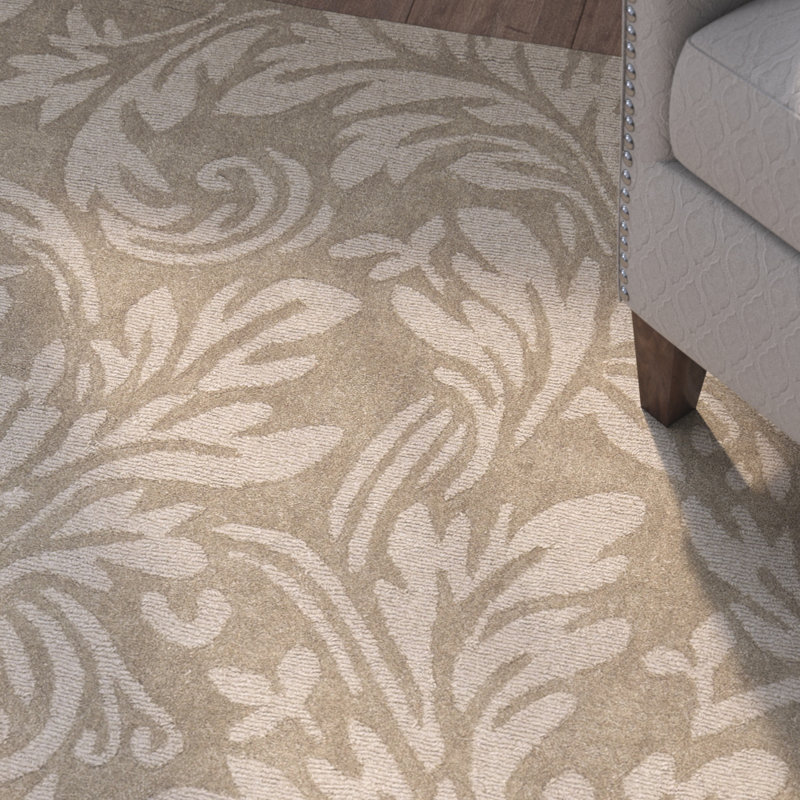 Tapis floral en laine tissé à la main Montreal, Rectangle 4 pi x 6 pi