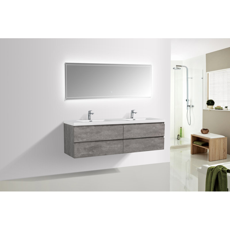 Janyah 71'' Double Bathroom Vanity with Poly Marble Top
