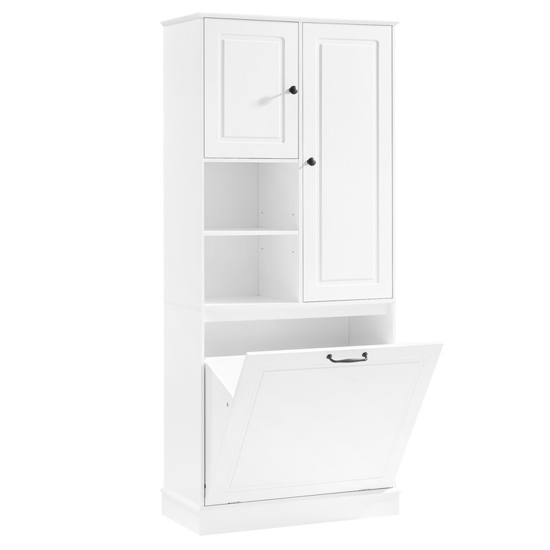 67.7"H Slim Freestanding Bathroom Storage Cabinet with Adjustable Shelf Multi-Functional Organizer for Bathroom/Laundry Room (White/Black/Oak Grey)