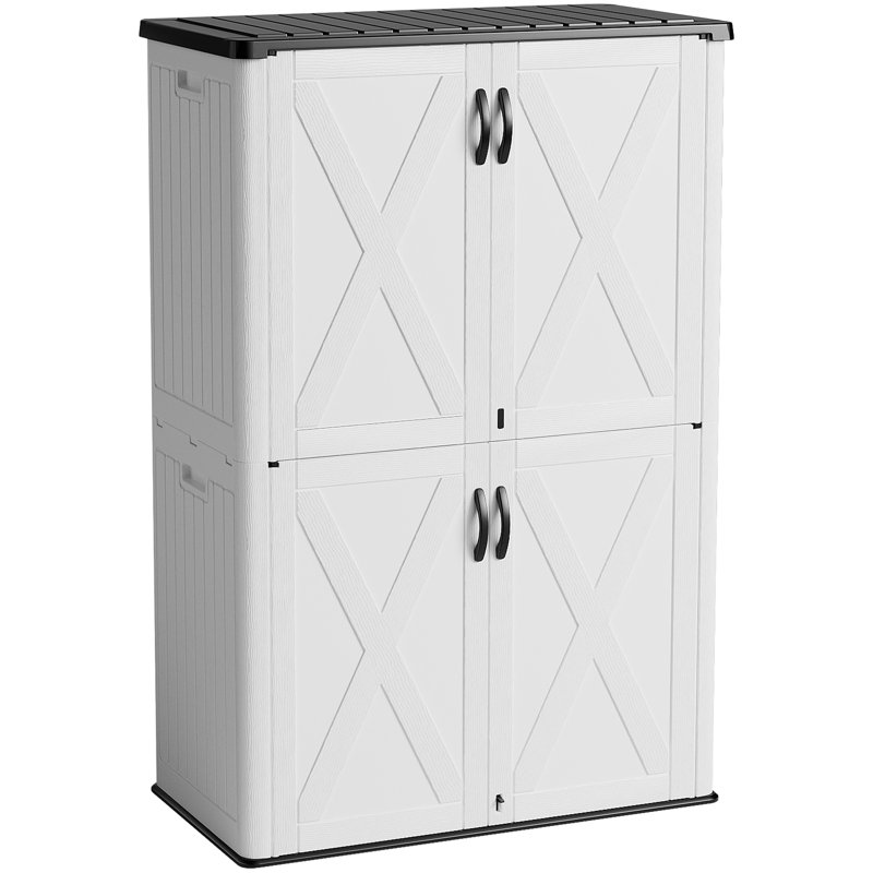 4 pi L 2 pi. D Abri de rangement vertical en résine pour l'extérieur, Blanc