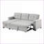 Canapé-lit modulaire réversible en lin gris clair avec méridienne modulaire 84 po | Gris clair | Canapé-lit-220005552-220005558