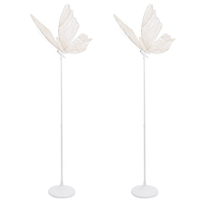 2Pcs Élégante lampe sur pied papillon à DEL pour décoration de mariage romantique et créative Lumière dorée pour le mariage de Noël