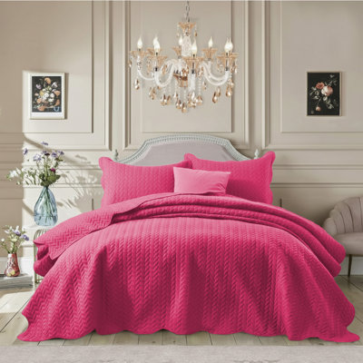 Modern & Contemporary Embossed Microfiber Queen Bedspread Set