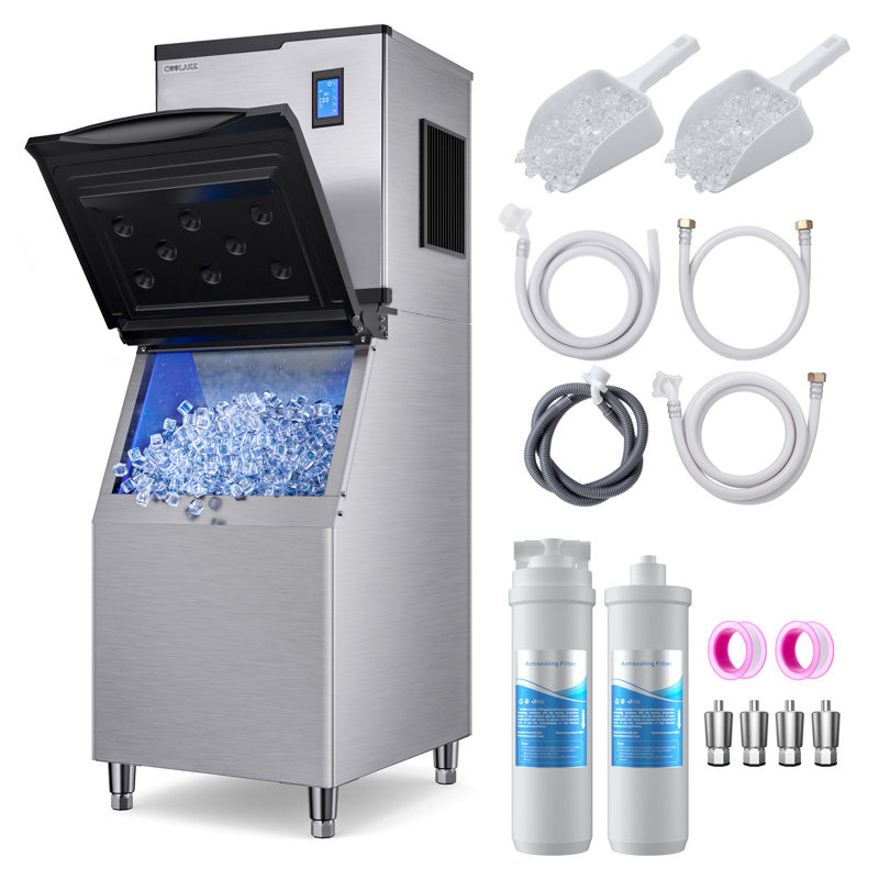 IceOrbit Coolake Commercial Ice Maker Machine 550lbs/24h With 360lbs Storage, 22 Inch Stainless Steel Ice Maker For Business Restaurant Cafe, Updated Antiscaling Filter, Doe Etl Listed