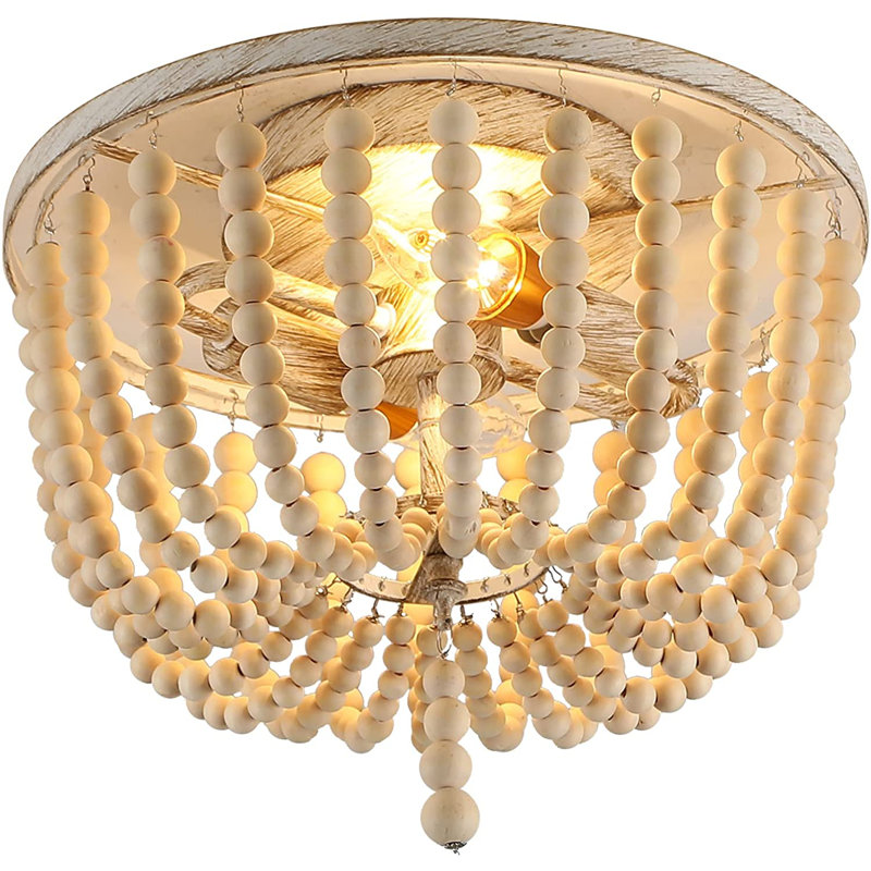 2-Light 31cm Solid Wood Farmhouse Flush Mount