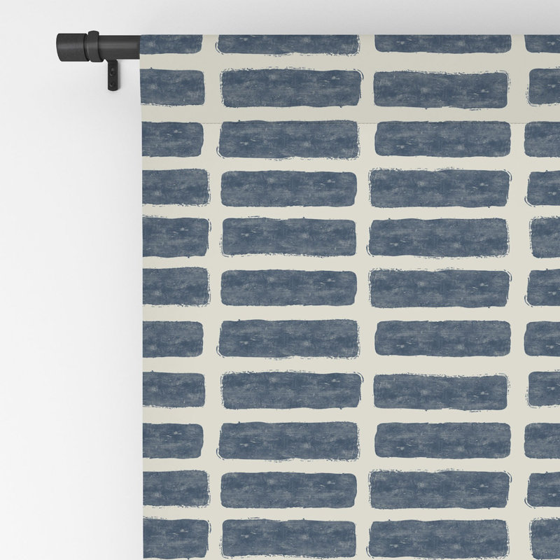 Little Arrow Design Co Block Print Tile 1pc Blackout Window Curtain Panel, Blue, 50" W x 84" L