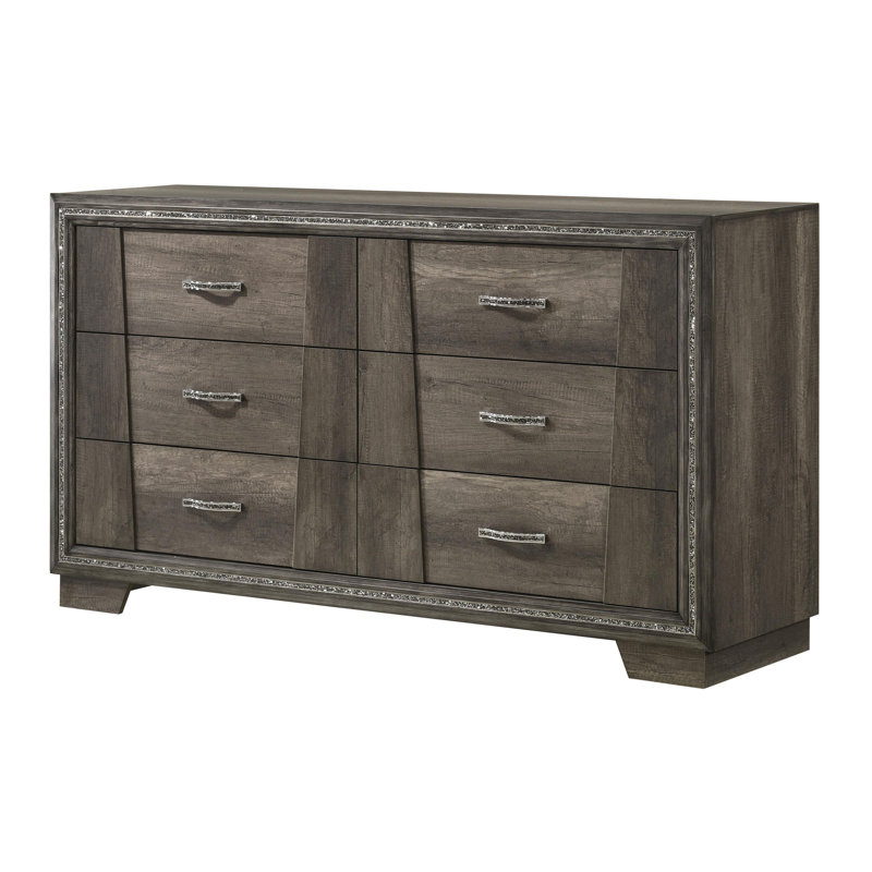 Commode 6 tiroirs grise