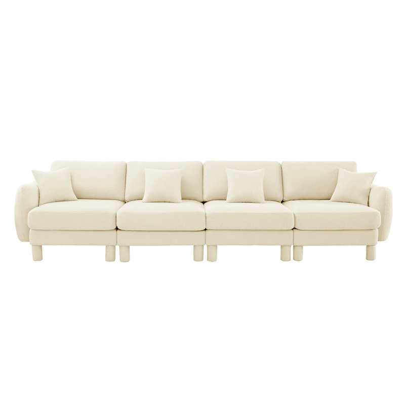 Canapé 4 places avec accoudoirs en forme de coquillage Boucle, Beige