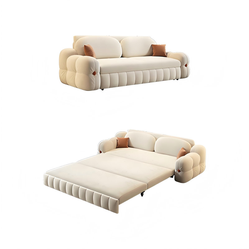 Canapé-lit extensible 86,61 po style crème multifonctionnel avec rangement, 33.46" H x 86.61" W x 31.50" D