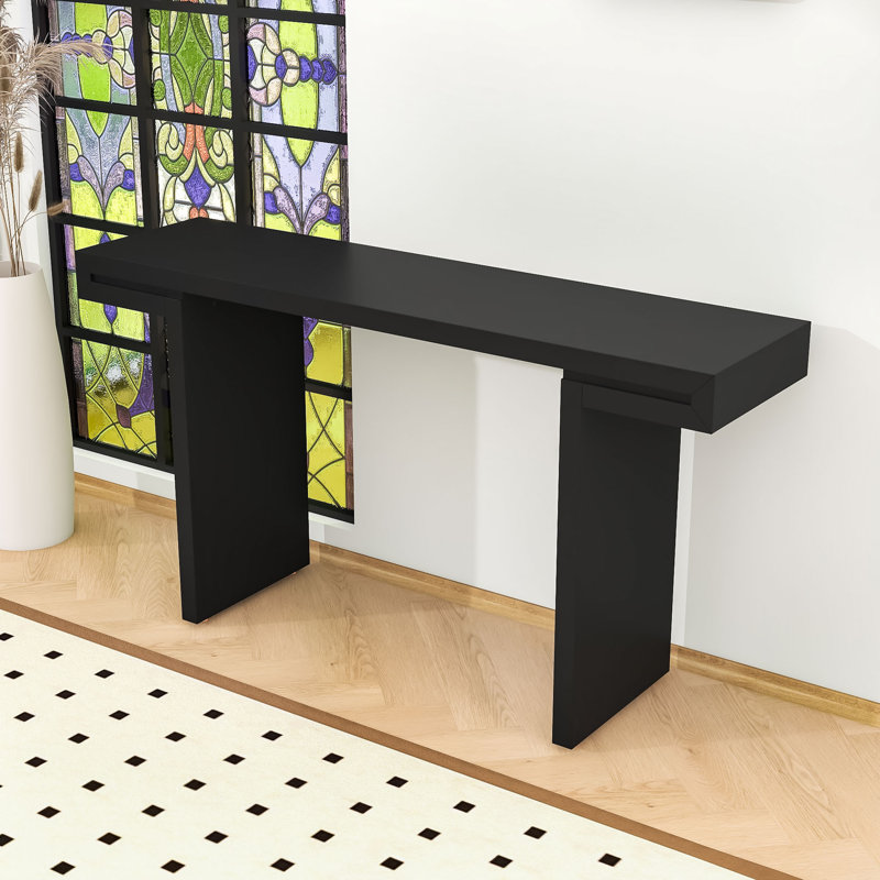 Console élégante pour entrée moderne avec plateau spacieux et pieds réglables, Noir