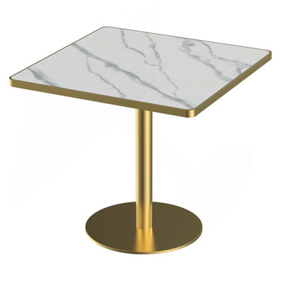 Square Modern Dinning Table 31.5 Inches Bistro Table Tulip Table With Faux Marble Top,Easy Assemble,Sturdy Metal Frame Diameter