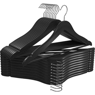 Paquet de 20 cintres en bois de qualité supérieure - Cintre durable et mince - Cintres de costume avec crochet rotatif à 360 degrés - Cintres en bois avec rainures d'épaule (couleur naturelle)