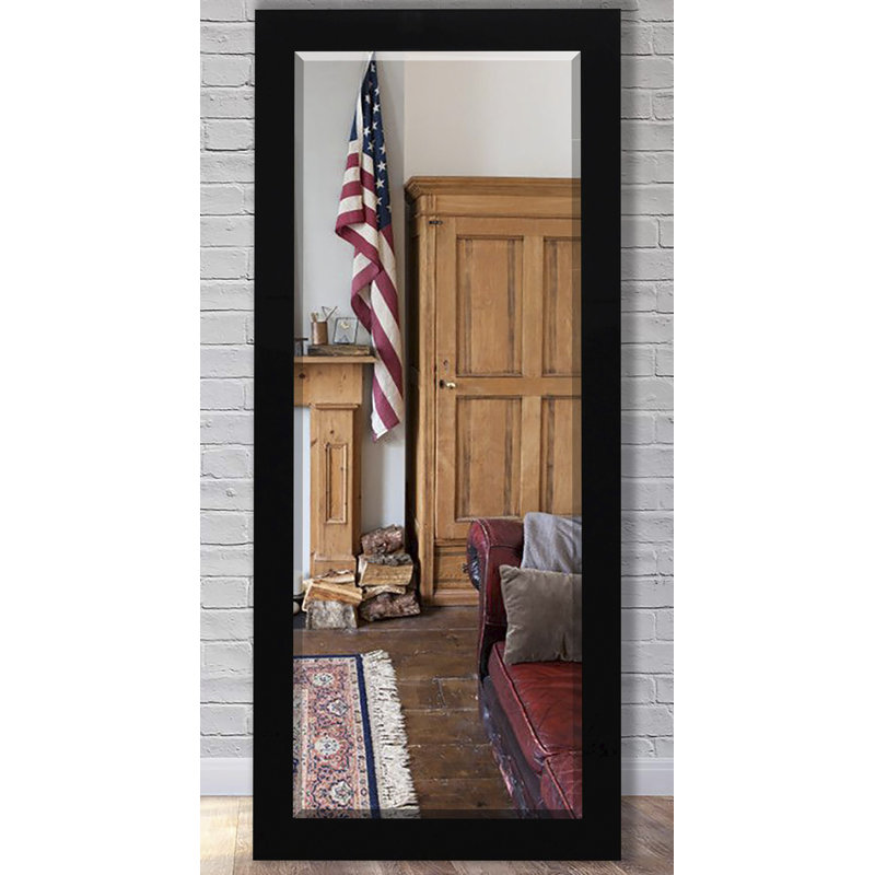 Miroir mural rectangulaire biseauté noir, H 66 po x l 31 po