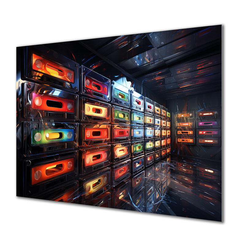 «Retro Futur Melodic Beats I - Cassette Tapes», art mural en métal MT132378, H 16 po x l 32 po x P 1 po