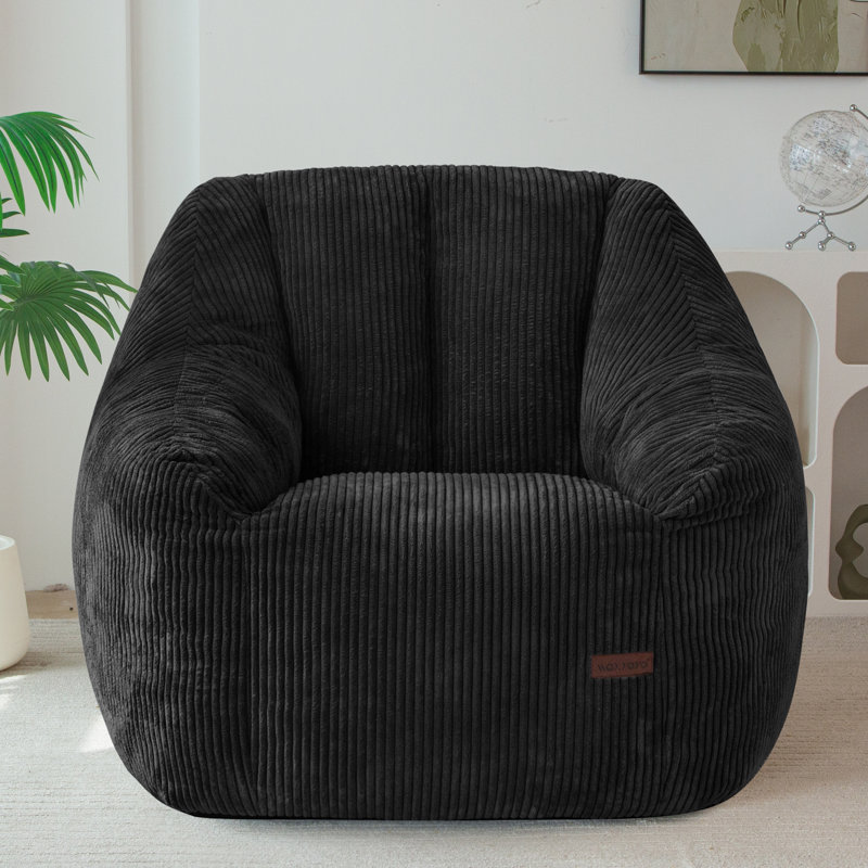 Fauteuil à billes en velours côtelé Corduroy, Black-Corduroy