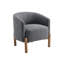 Fauteuil d'appoint en tonneau Diya, polyester gris, pieds en bois brun clair-118708269