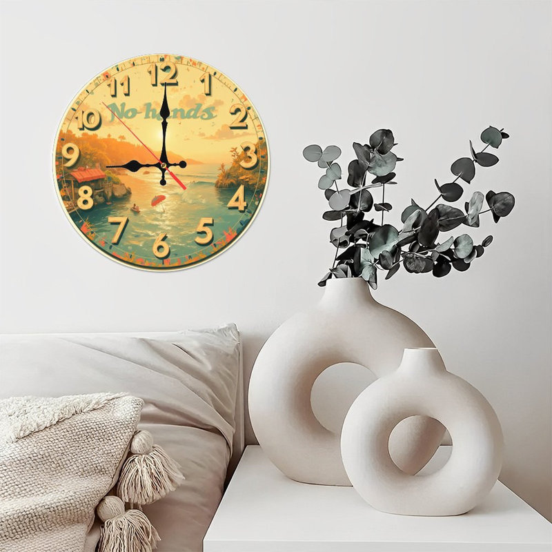 Horloge murale Sunset Beach Ocean NoHands