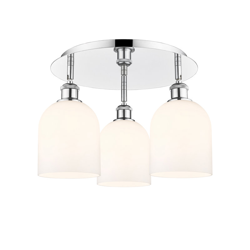 Plafonnier semi-encastré en verre Odaniel, Chrome poli, Blanc lustré