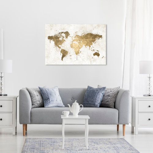 Willa Arlo Interiors Mapamundi White Gold On Canvas Print & Reviews ...