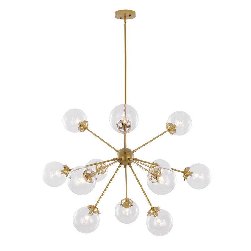 Lustre sphérique spoutnik 12 lumières Freddrick, Laiton