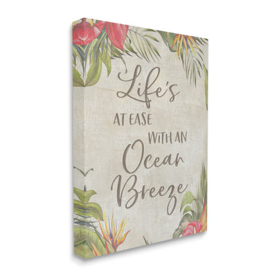" Tropical Ocean Breeze Floral Border Summer Phrase " by CAD Designs