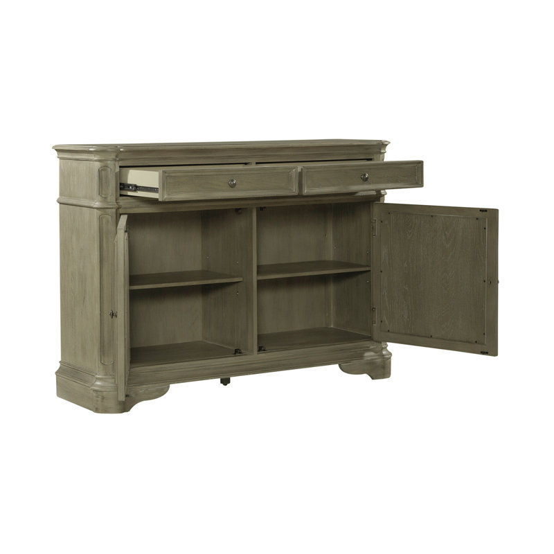 Buffet en bois manufacturé et solide de 56 po avec tablettes réglables Colchester, Brun / brun