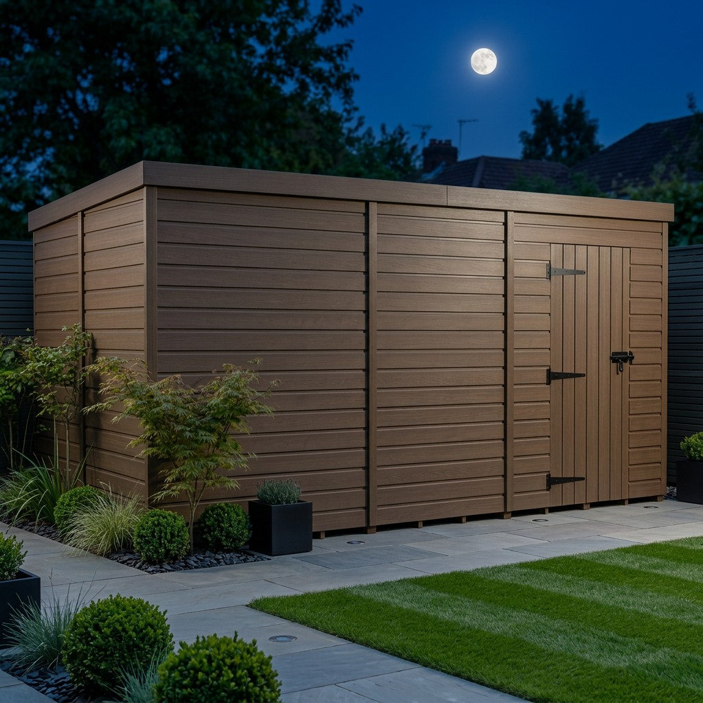 Total Sheds 16ft x 10ft Composite Pent Garden Shed - Single Door - No Windows - EPDM Rubber Roof - UK Manufactured