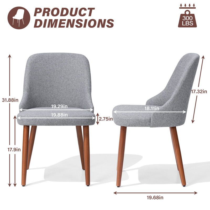 Wood Frame Upholstered Dining Chairs, Gray