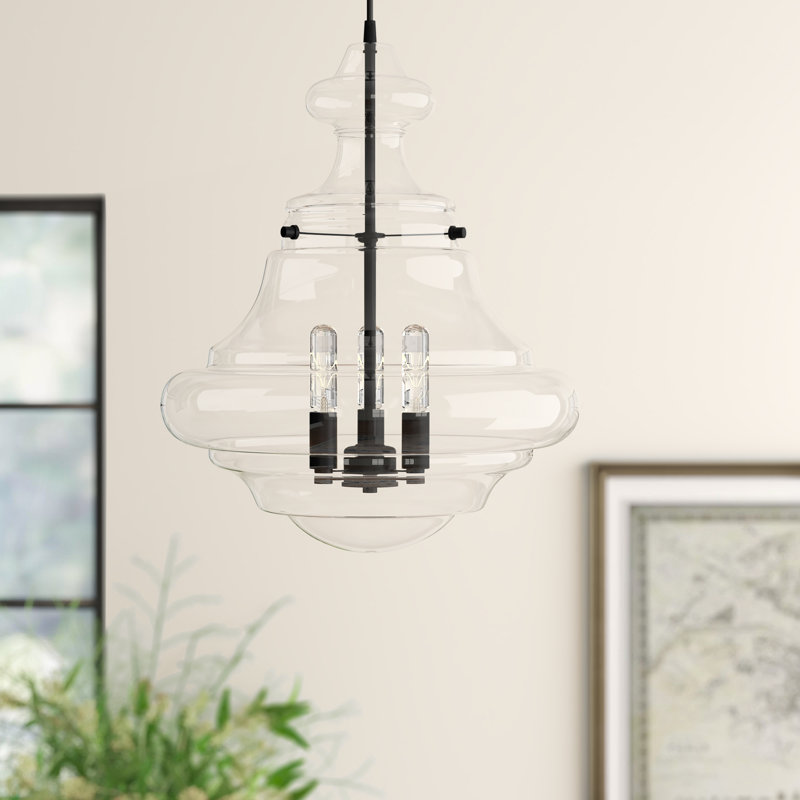 Luminaire suspendu simple à 3 lumières Burtt, Bronze huilé