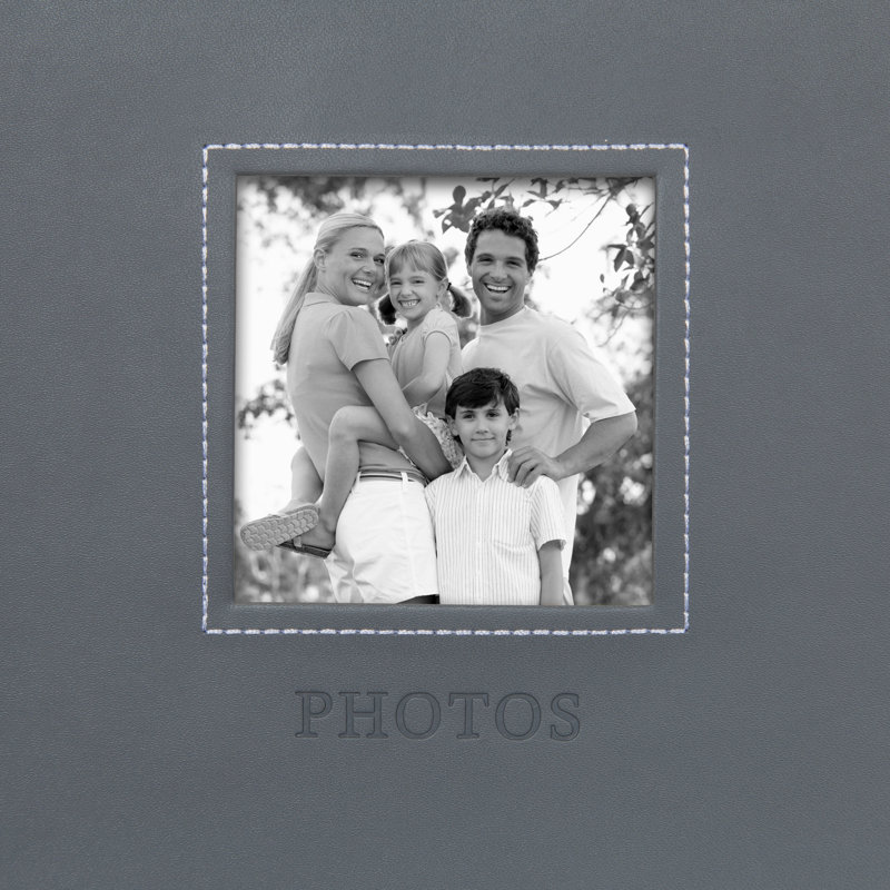 Album photo en similicuir embossé, H 12,8 po x l 8,8 po x p 2 po, Gris