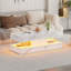 47.2 Inch Coffee Table with LED Lights, Modern High-Gloss Open Shelf Design, 2-Tier Floating Center Table with Illumination, Large LED Coffee Table for Living Room(Pur White)-991157634