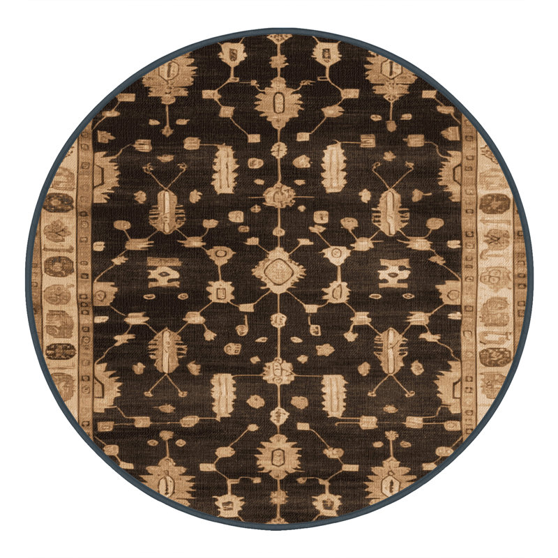 Tapis brun lavable à la machine, Rond 6 pi