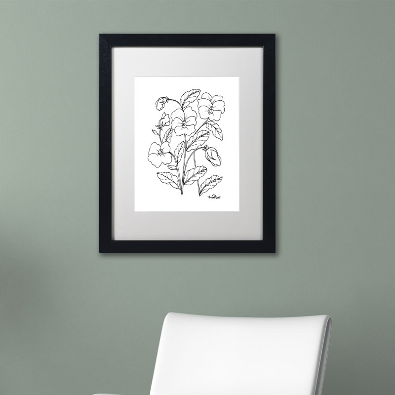 « simple fleur doodle », impression sur toile encadrée, Noir, H 20 po x l 16 po x P 0,5 po, Toile avec cadre argenté