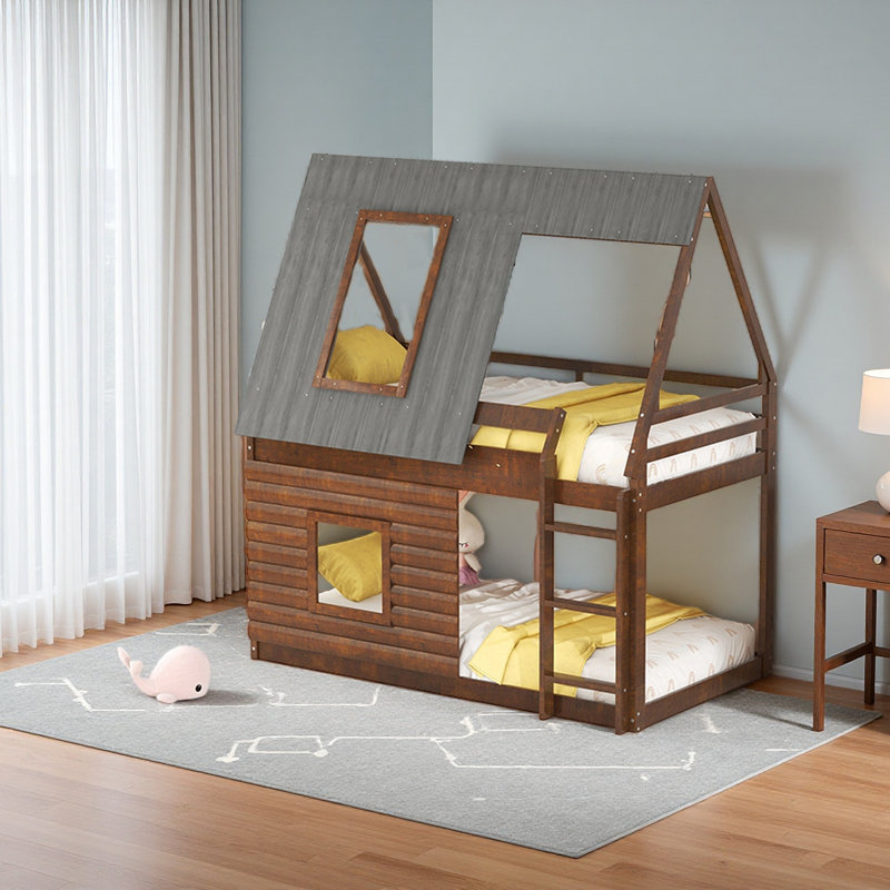 Lit superposé simple en bois avec toit