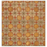 1900s Multicolor Star Folk Art American Hooked Rug 4'6"x4'8" Jute Loop Carpet