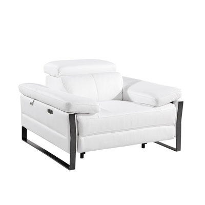 Top Grain Italian Leather Power Reclining Arm Chair with Power Headrests