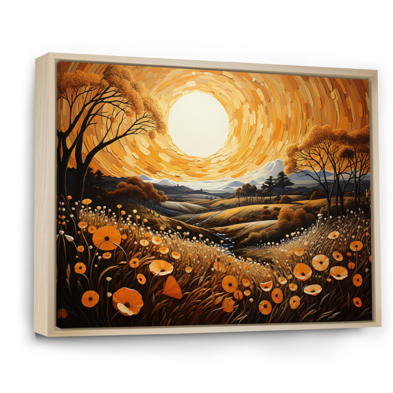 Farm Farm Harvest Pointillism IV, Cadre naturel flottant, H 30 po x l 40 po x P 1,5 po