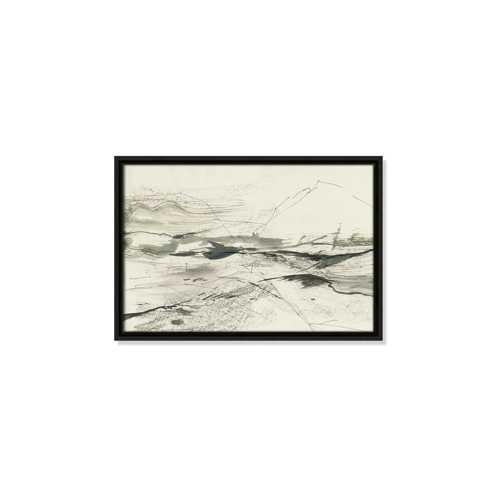 Green Sketches by PI Studio, No Mat, 13.5" H x 19.5" W x 2" D, Espresso Floater Framed