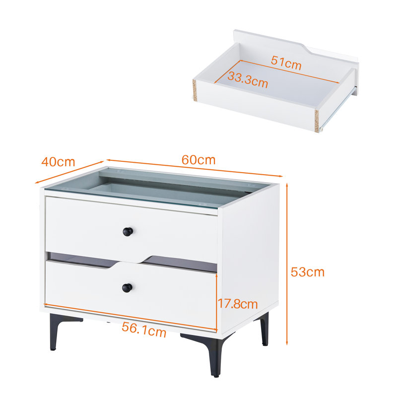 60cm W Manufactured Wood Bedside Table