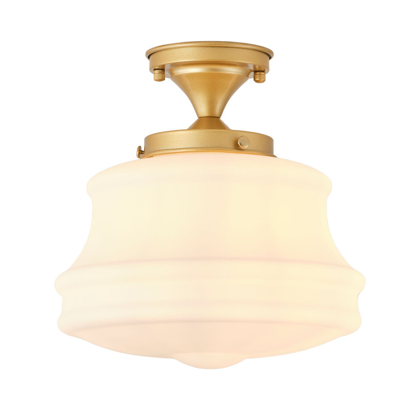 1-lamp White Gold Adjustable Glass Flush Mount Light