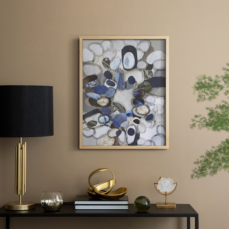«Santa Cruz Beach Stones», reproduction encadrée - bois massif, H 15 po x l 12 po