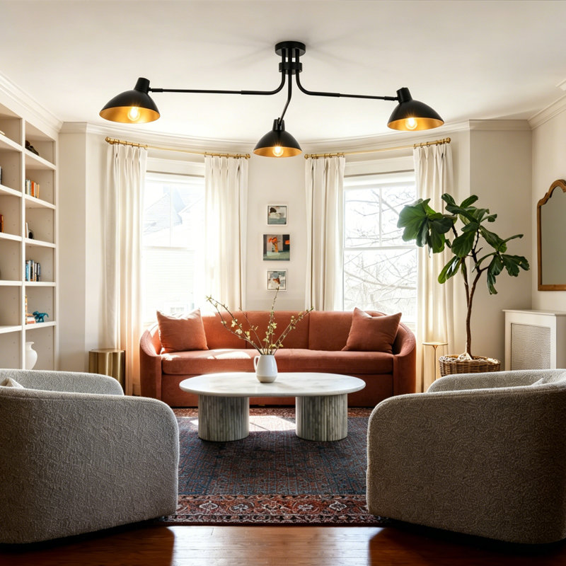 3-Light Semi Flush Mount Ceiling Light