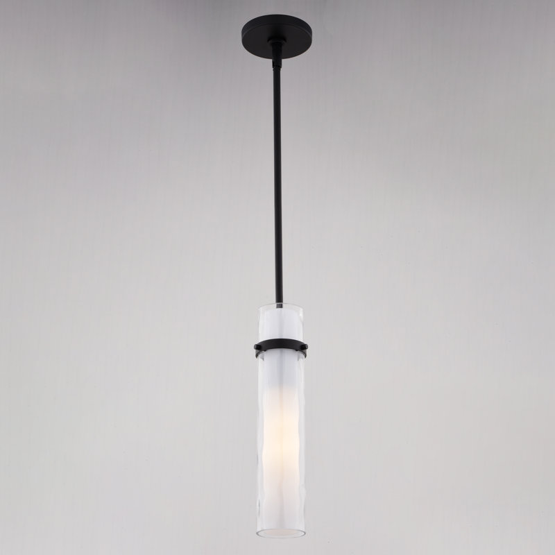 Luminaire suspendu cylindrique à 1 lumière Amada, Matte Black, H 23,5 po x l 4,5 po x P 4,5 po