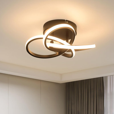 1-Light 32cm Modern LED Semi Flush Mount with 4-Petal Flower Design