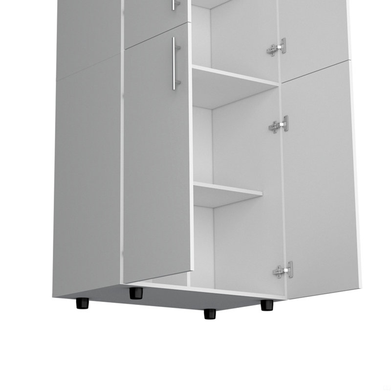 Armoire armoire H 70 po, portes doubles, 6 tablettes, 2 tiges de suspension, Blanc
