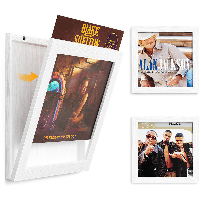 Ensemble de 2 cadres d'albums pour présentoir de disques vinyles, cadre en vinyle pour présentoir de pochettes pour disque vinyle de 12 po x 12 po, blanc