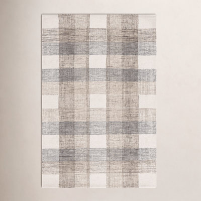 Hand-Tufted Wool Plaid Rug