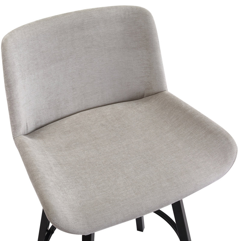 Glazier Modern Fabric And Metal 26" Counter Stool With Swivel, Set Of 2 - Grey And Black